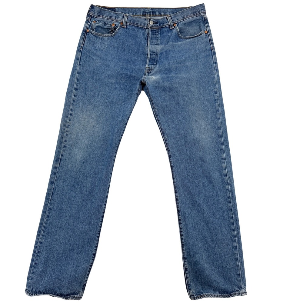 Levis 501 Original Fit Jeans Blue Denim Straight Leg Button Fly 0193 Mens 36x34